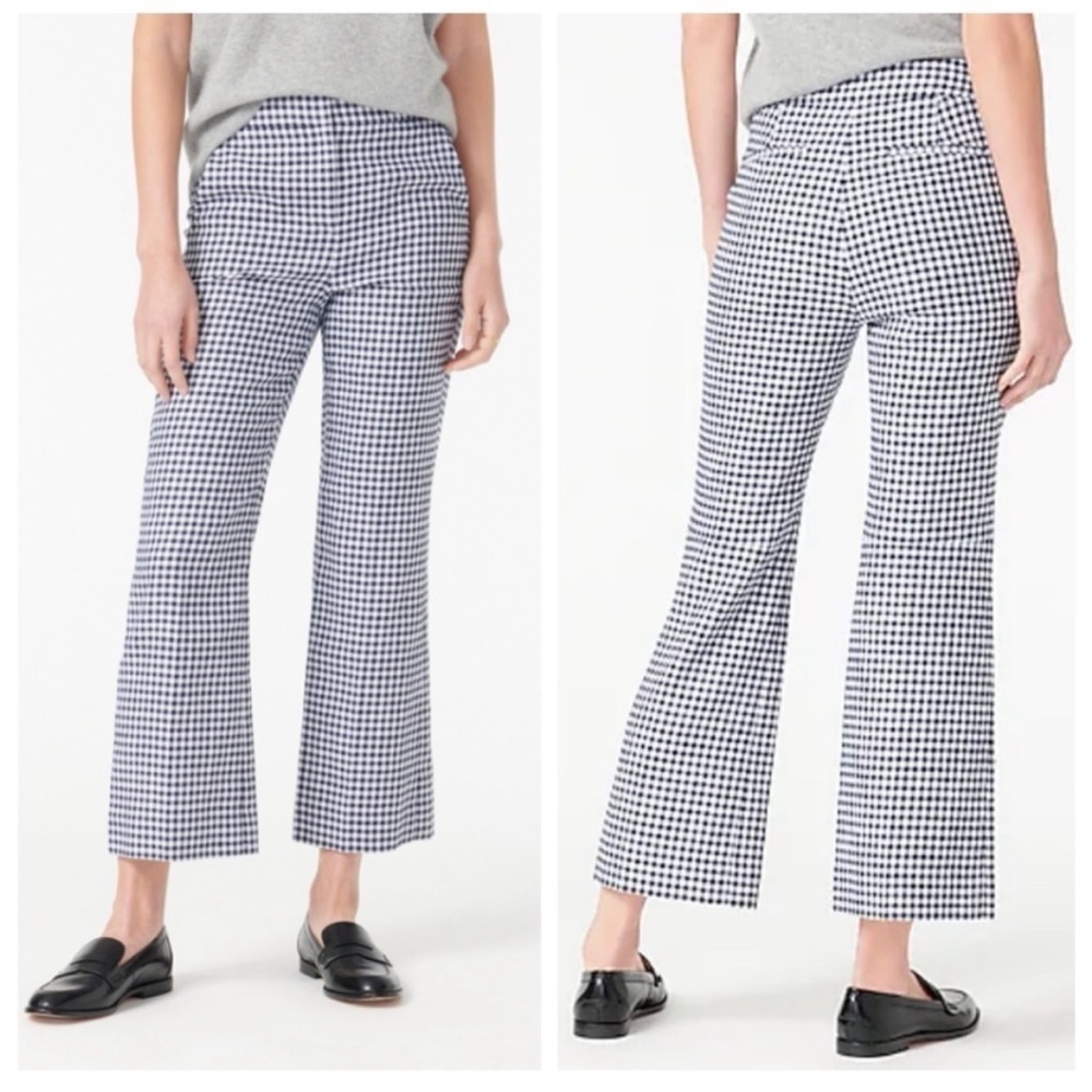 NWT J. Crew Hayden Kickout Crop Pant in Gingham Stretch Linen